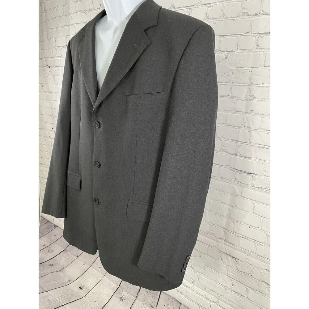 Brooks Brothers Brooksease Gray 3 Button Wool Jacket Blazer Sport Coat 43L